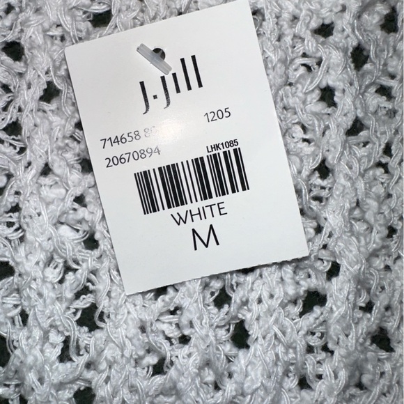 J. Jill Open Stitch Linen Blend Sleeveless White Summer Sweater Size Medium NWT - Picture 5 of 7